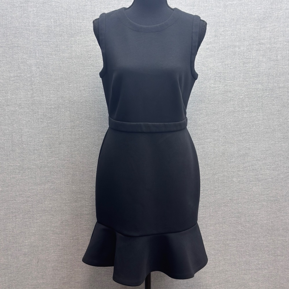 Ann Taylor LOFT Petites Black Sleeveless Flounce Hem Sheath Dress 8P